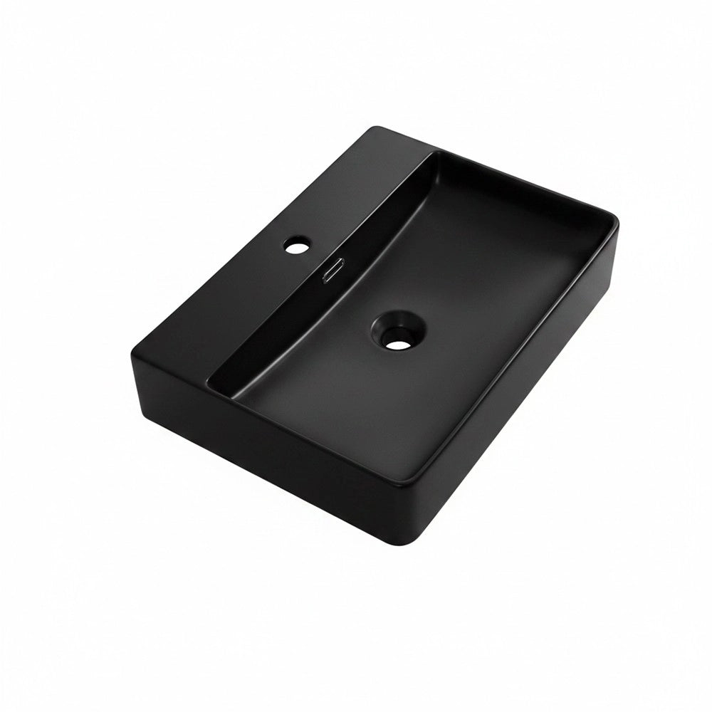 Lavabo da appoggio 9555 in ceramica 60x42x13 cm nero opaco