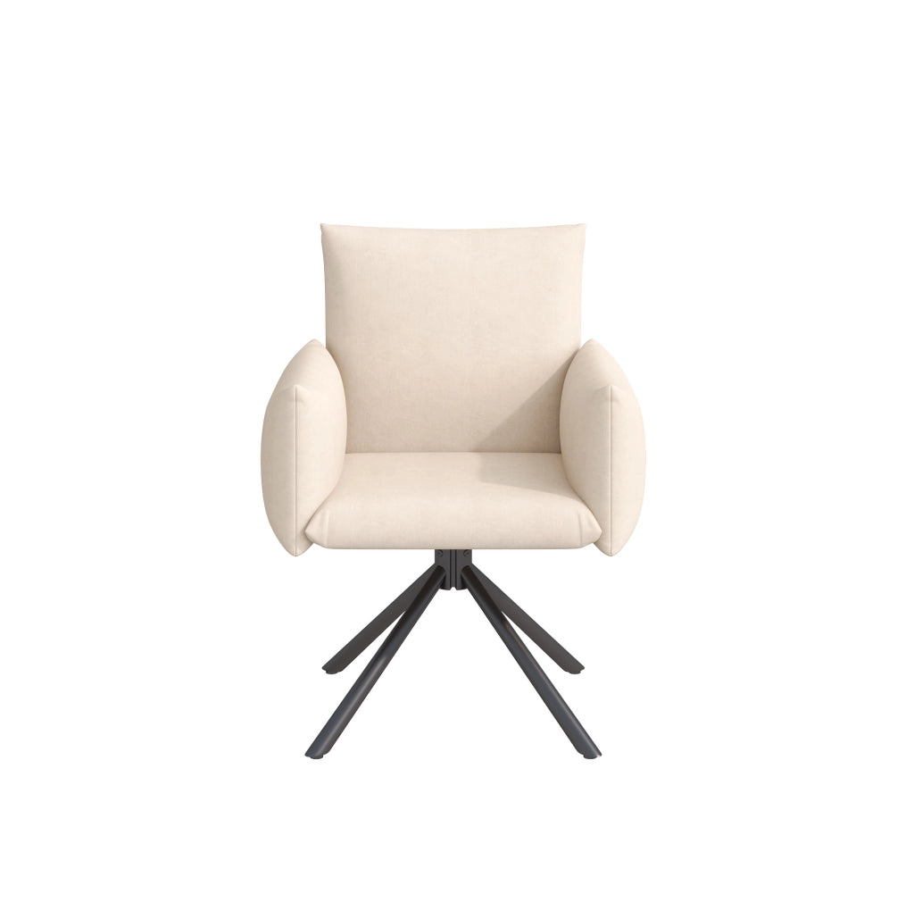 Set di 2 sedie da pranzo girevoli 360° in velluto beige con braccioli; 61;98 x 54;99 x 53;34 cm
