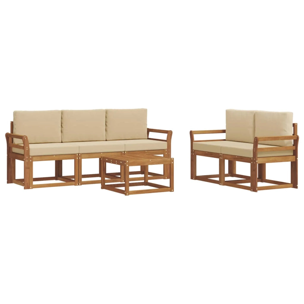 Set di divani da esterno con cuscino 6 pcs Naturale e Beige