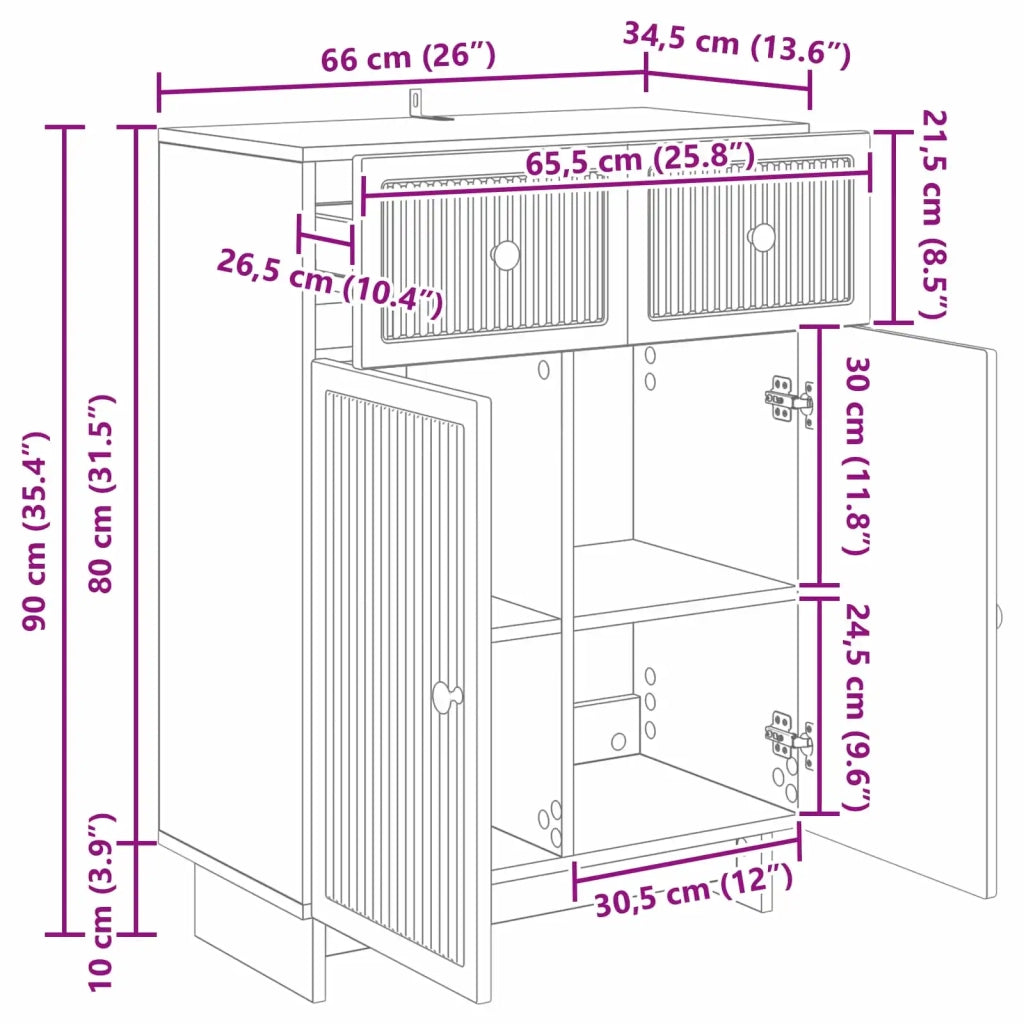Credenza Nero 66 x 34,5 x 90 cm Legno ingegnerizzato 893946