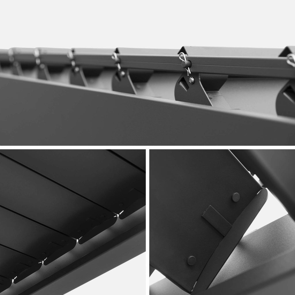 Pergola bioclimatica 3x6m in alluminio + 2 tende 3m , antracite