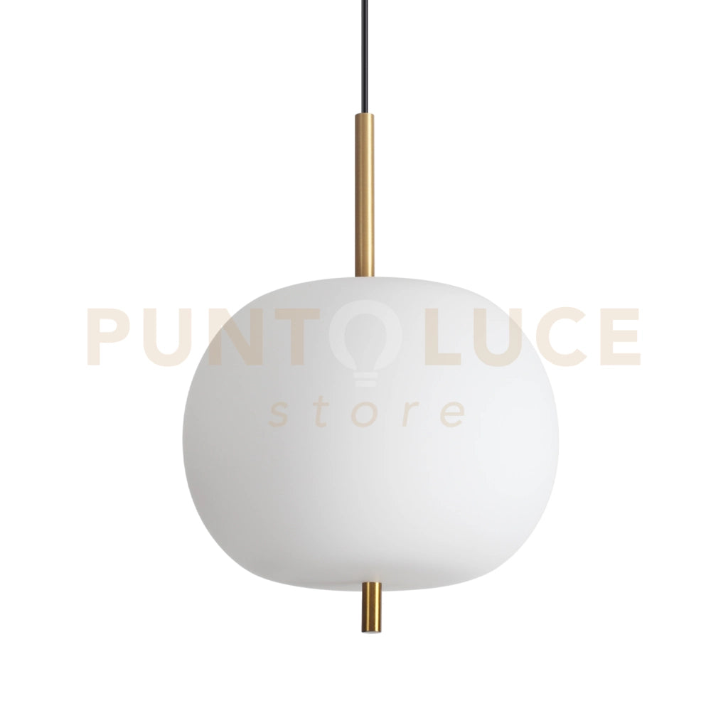 UMILE SOSPENSIONEI LED 3000K 20W  1950 lm ORO SATINATO E VETRO BIANCO SOFFIATO