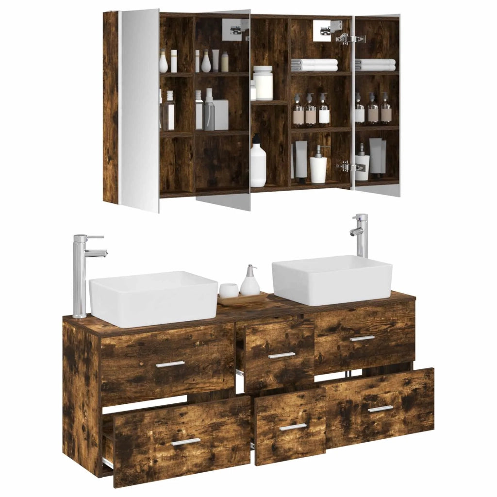 Set di mobili per il bagno 4 pcs Rovere Fumo 3406867