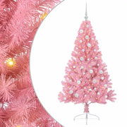 Albero di Natale Artificiale-Albero Natalizio con luci integrate Rosa 150 cm PVC 739727