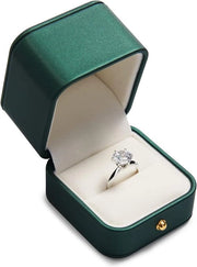 Ringendoos in pelle di alta qualità per anello di fidanzamento - nero-verde