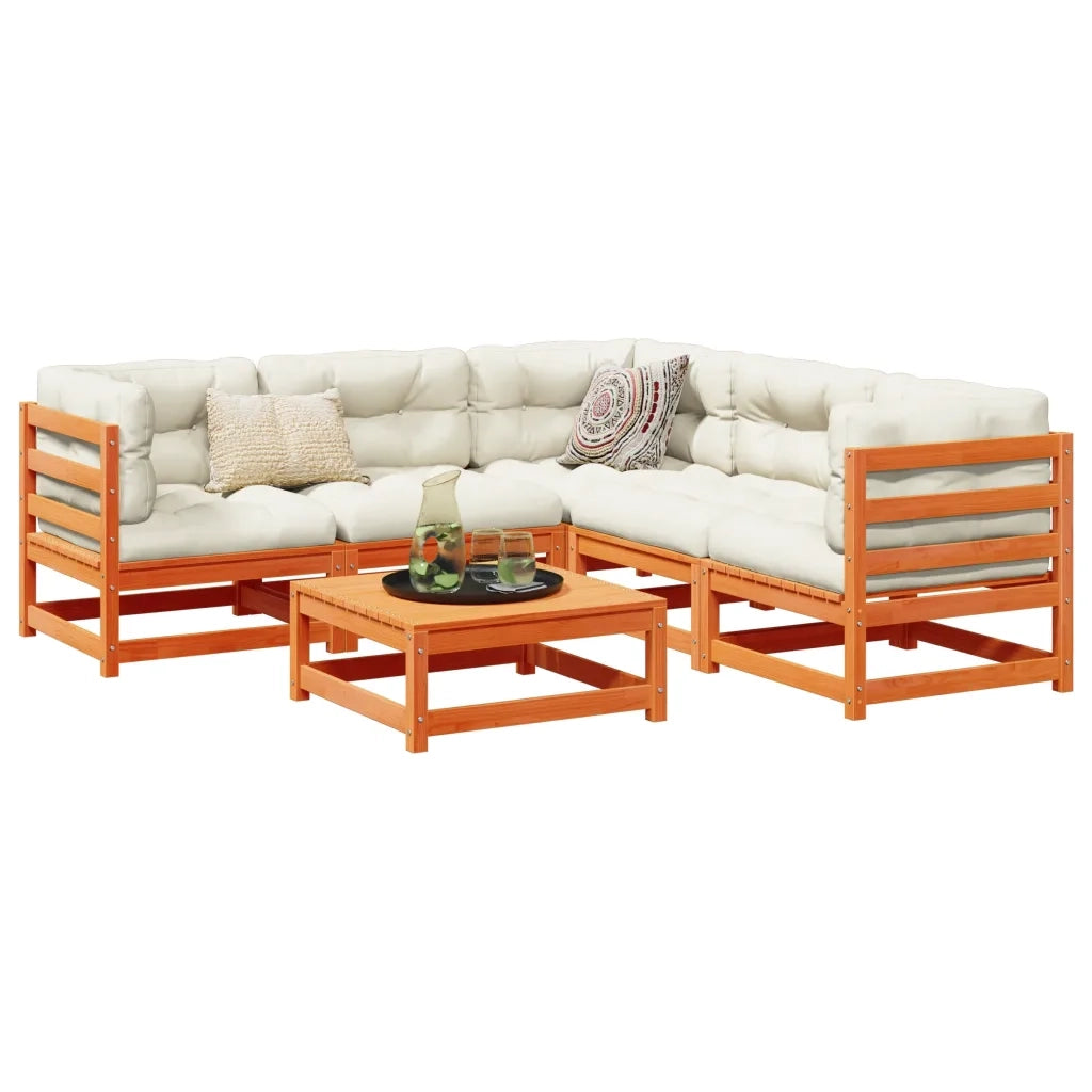 Set Divani da Giardino 6 pz Marrone Cera Legno Massello Pinocod mxl 92928