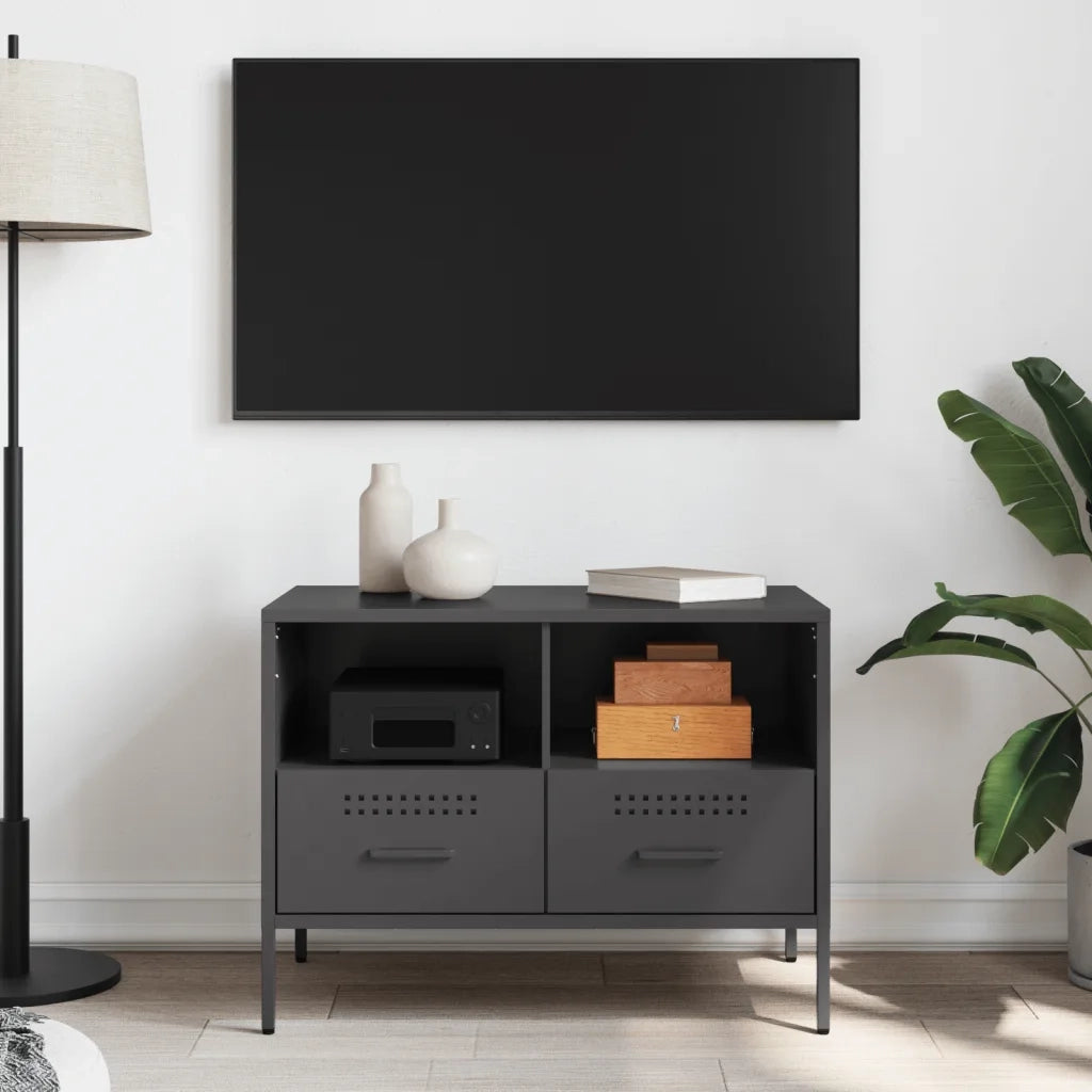 Mobile TV | Armadietto TV | Mobile Porta TV Nero 68x39x50,5 cm in Acciaio