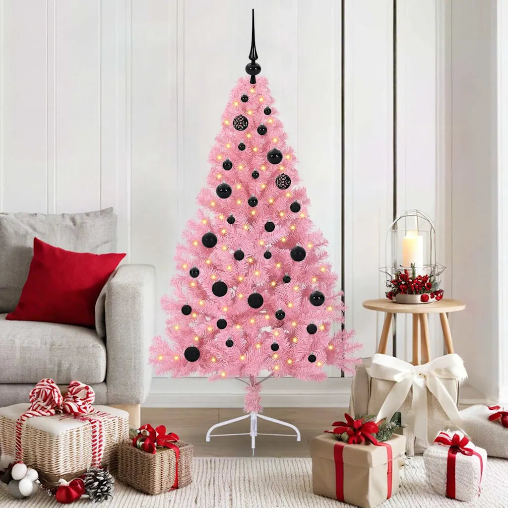 Albero di Natale artificiale con luci integrate Rosa 150 cm PVC 3397064