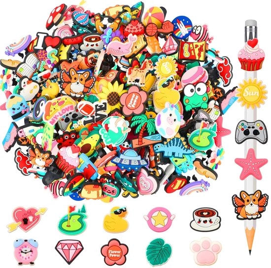 Pentine Decorative 120 pezzi - Clip per Matite - Decorazione - Accessori per Aula - Ritorno a Scuola - Stili Vari