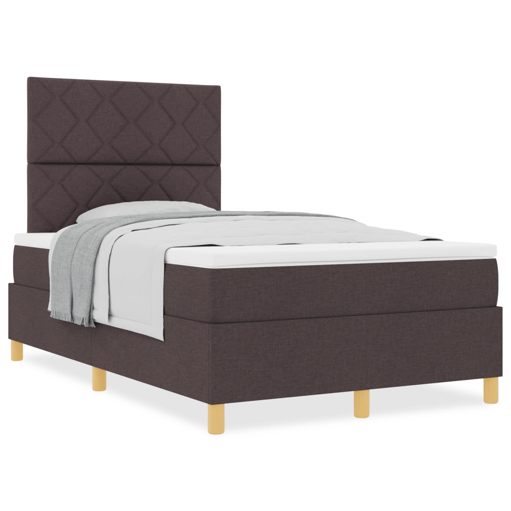 Letto con Box Spring e Materasso Marrone Scuro 120x200 cm Tessuto
