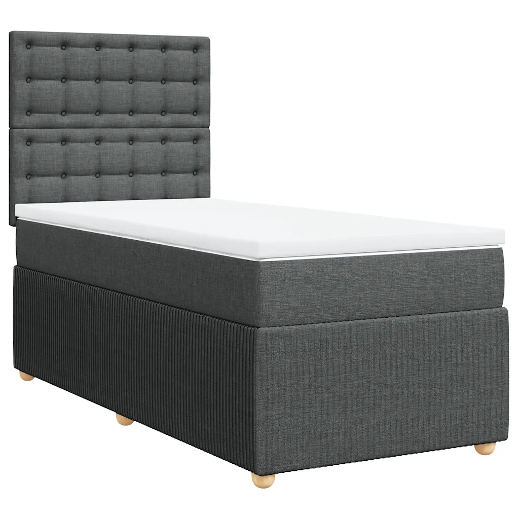 Giroletto a Molle con Materasso Grigio Scuro 80x200 cm Tessuto