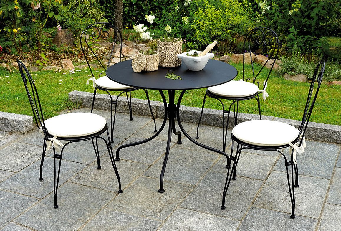 Tavolo Tondo da Giardino Ø90 cm in Ferro Vorghini Baveno Nero