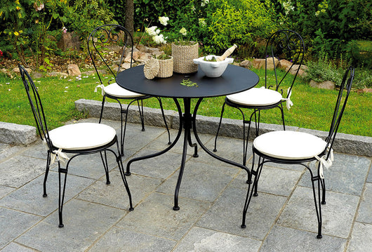 Tavolo Tondo da Giardino Ø90 cm in Ferro Vorghini Baveno Nero