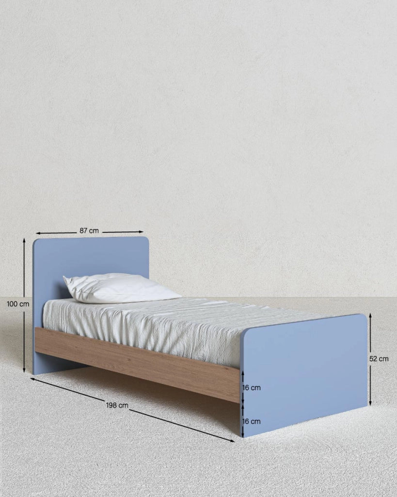 Letto easy con fascioni e pediera - Letto singolo 87 x 197 - Testiera e pediera avio, fascioni virginia - Rete e materasso esclusi_