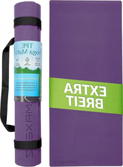 Mat di yoga XXL con superficie antiscivolo per massimo comfort, mat per Pilates in TPE biologico e riciclabile, violetto.