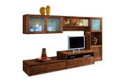 Parete attrezzata porta tv in legno tinta noce  l.265 p.36/60 h.176 - Mobili 2G