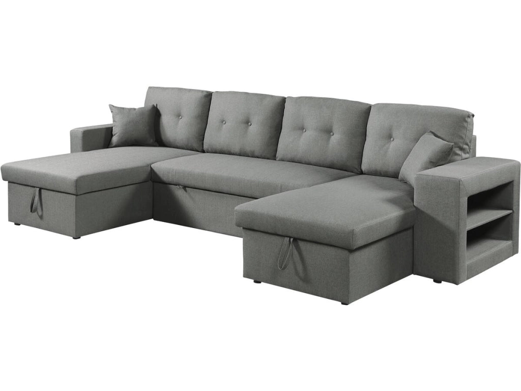 Divano letto angolare panoramico "Axel" in tessuto - 4 posti - Grigio