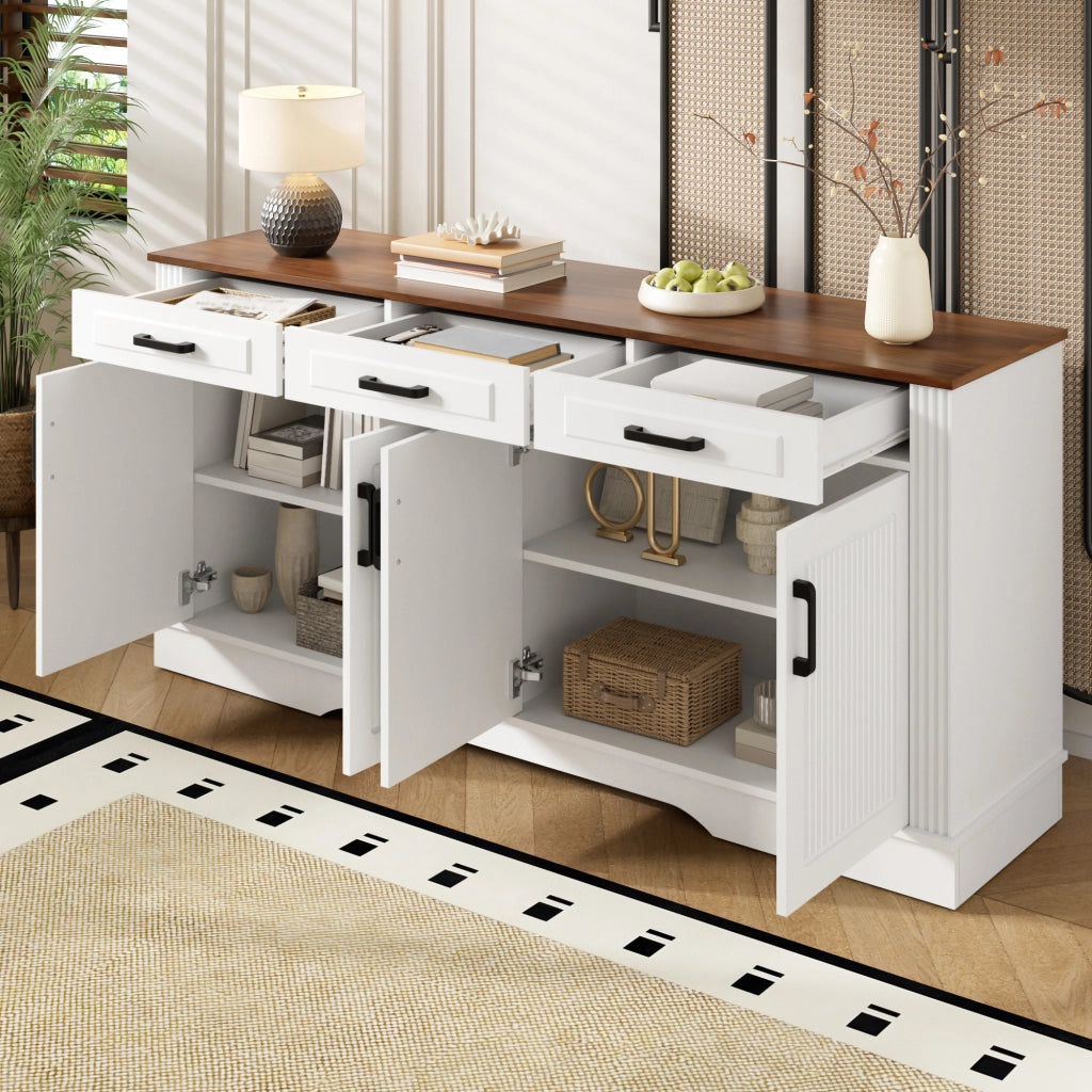 Credenza e madia con 4 ante, 3 cassetti e 2 vani con ripiani fissi, per soggiorno e sala da pranzo, 160 × 40 × 75 cm