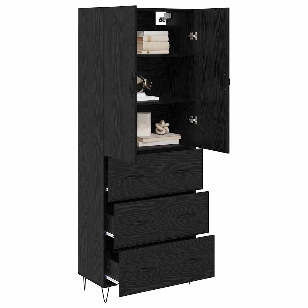 Credenza 2 pcs Rovere Nero Legno ingegnerizzato e vetro 3416232