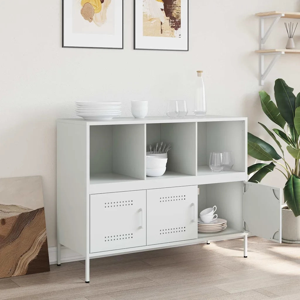 Credenza-Buffet-Armadio da cucina Bianca 100,5x39x79 cm in Acciaio