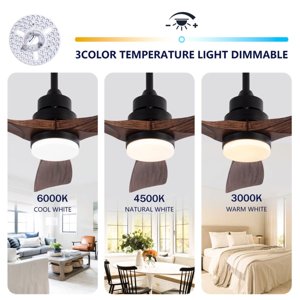 Ventilatore da soffitto bianco moderno 42 pollici con luce e telecomando, bestseller, design elegante, motore DC silenzioso reversibile