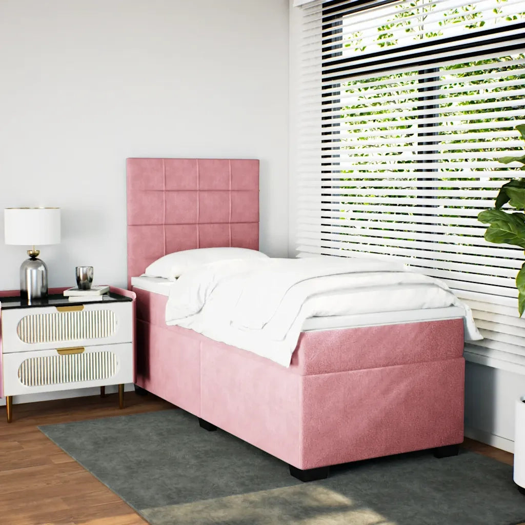 Giroletto a Molle con Materasso Rosa 80x200 cm in Velluto 3293067