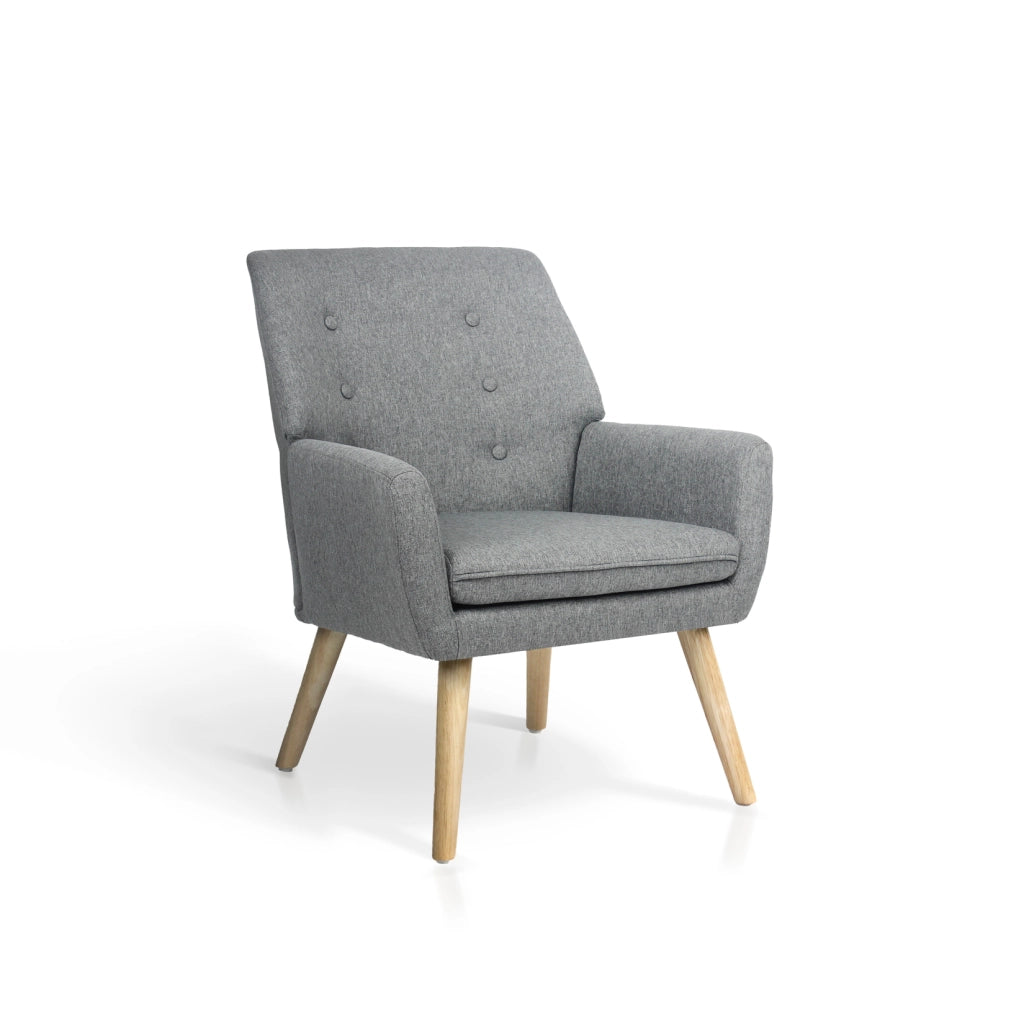 Poltrona Hispanohogar tessuto grigio con gambe Hispanohogar legno 81x64x69