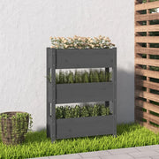 Fioriera Grigia 77x25x104,5 cm in Legno Massello di Pino 823936