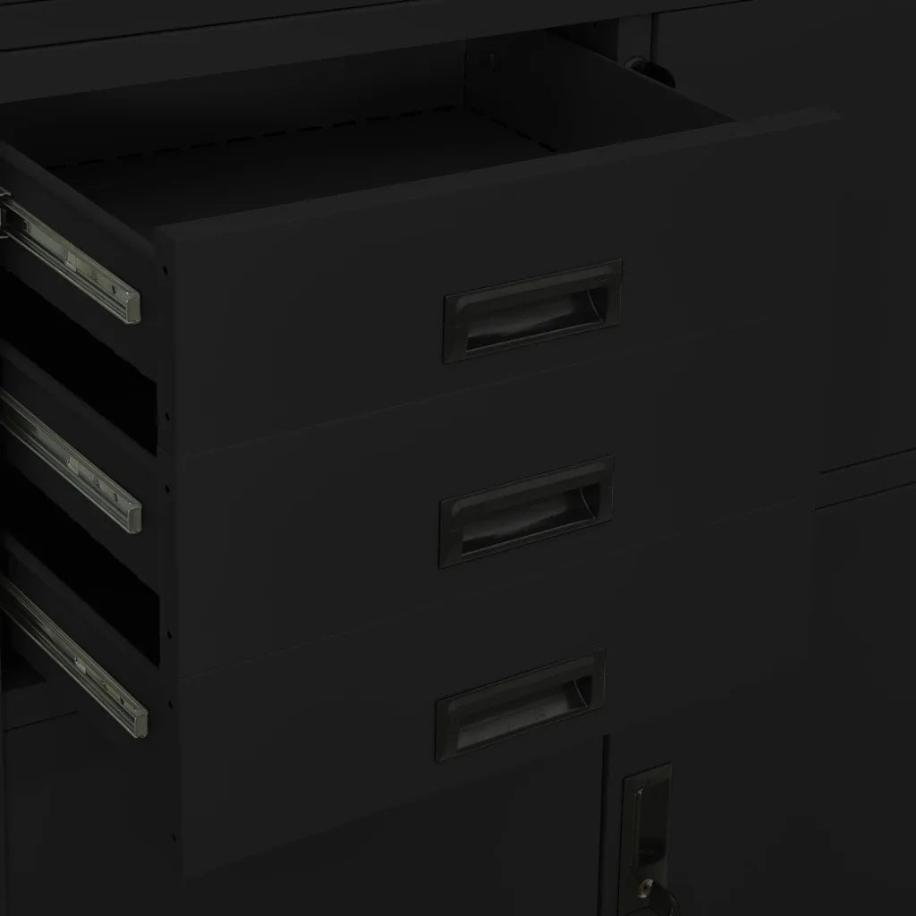 Armadio per Ufficio Nero 90x40x180 cm in Acciaio 336415