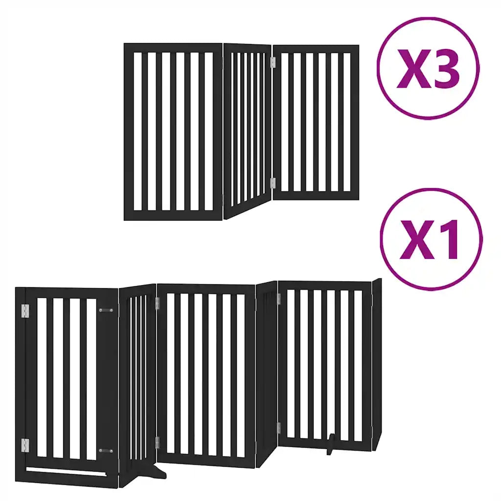 vidaXL Cancello Cani Porta Pieghevole Nero 15 Pannelli 750 cm Pioppo