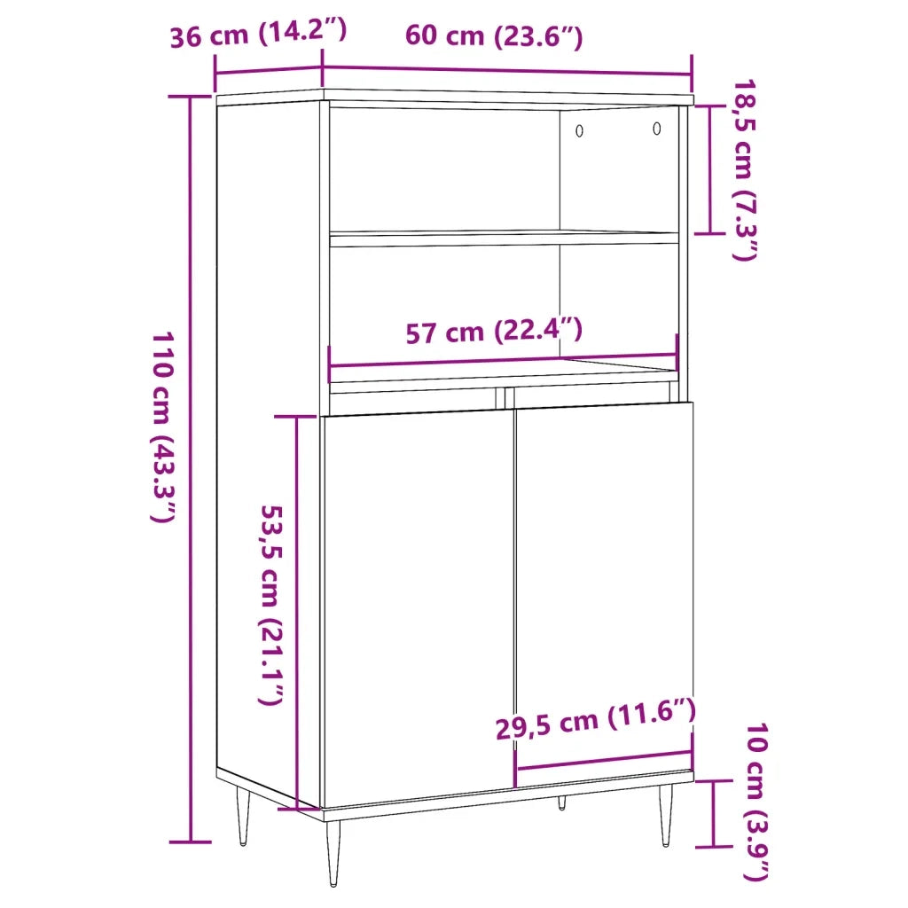 Credenza Legno Antico 60x36x110 cm in Legno Multistrato 857458