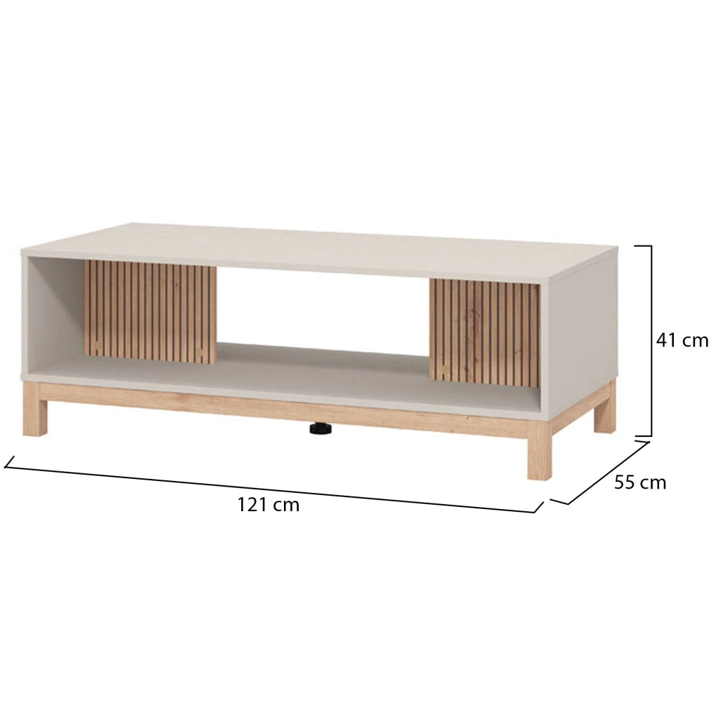 Leguzzano, Tavolino da Salotto con Piedini, 120.5x54.5x41h cm Beige