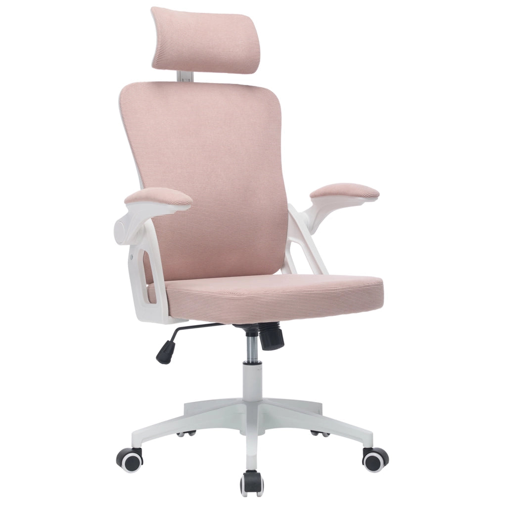 Sedia da ufficio ergonomica rosa con schienale in rete
