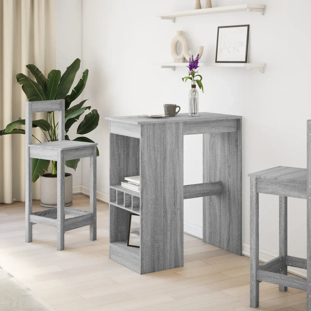 Tavolo Bar con Rastrelliera Grigio 102x50x103,5cm Multistrato 854342