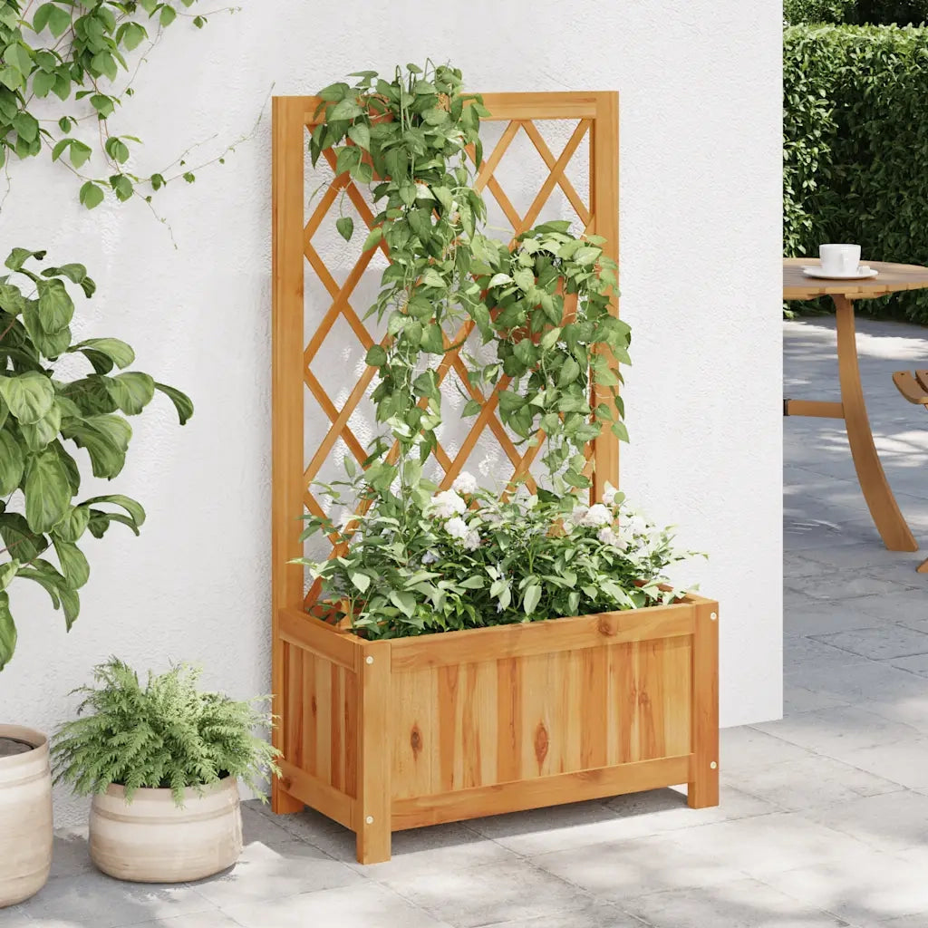 Letto Rialzato da Giardino con Graticcio in Massello di Acacia