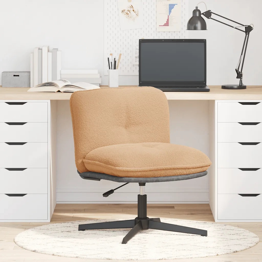 Sedia da Ufficio | Sedia da Gaming Girevole in Tessuto Riccio Beige Effetto Lana