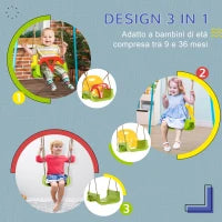 Altalena per Bambini 9-36 Mesi in PP e PE con Corda Regolabile e Cintura, 42x33x120-180 cm