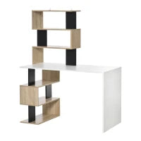 Scrivania con Libreria per Camera, Scrivania Ufficio, Scrivania Porta PC in Legno Multicolore, 120x60x148cm