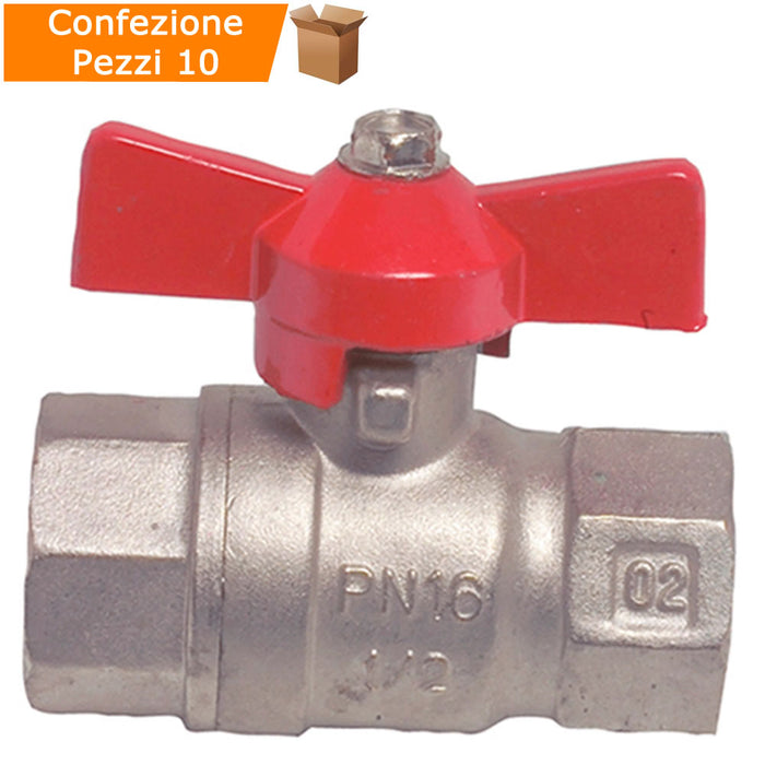 Multipack 10 pezzi valvole a sfera a farfalla 3/4 femmina femmina per idraulica