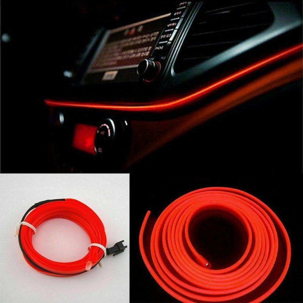 Trade Shop - Striscia Led Fluorescente Rosso Luci Ambiente Neon 12v 14w Illuminazione Auto -