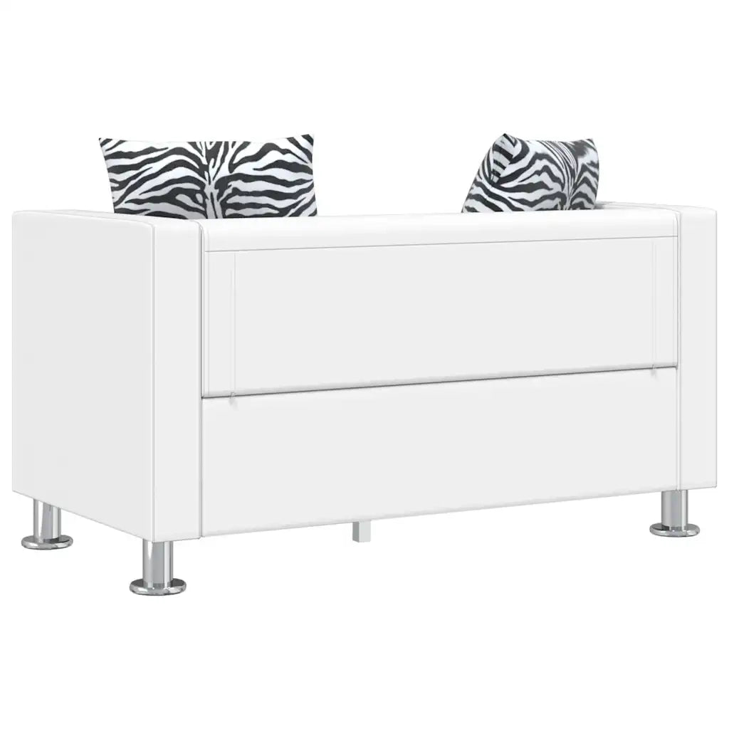Set Divani a 2 e a 3 Posti in Similpelle Bianco  cod mxl 7702
