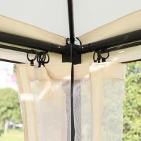 Dondolo 3 Posti e Lettino Singolo Copertura a Gazebo con Zanzariera e Cuscini 256x172x248cm Crema