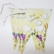 Trade Shop - Set 3 Pezzi Festoni Comunione Bianco Giallo 12 Bandierine Addobbi Prima Festone -
