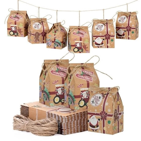 Confezioni di regalo in carta 30 pezzi - Sacchetti di regalo per Natale - Sacchetti di regalo - Stickers a forma di cuore - Materiale ecocompatibile e robusto