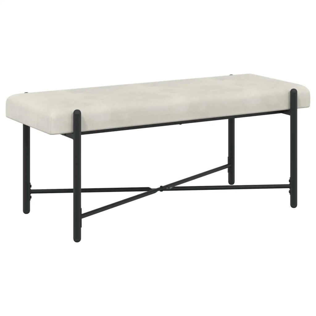 Panchina con bottoni e cuscini Crema 110 x 40 x 46 cm Velluto 42038393