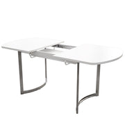 Tavolo da pranzo estensibile per 4-6 persone con piano scorrevole; struttura in lega ad alta resistenza; stile classico; bianco; 140 × 80 cm