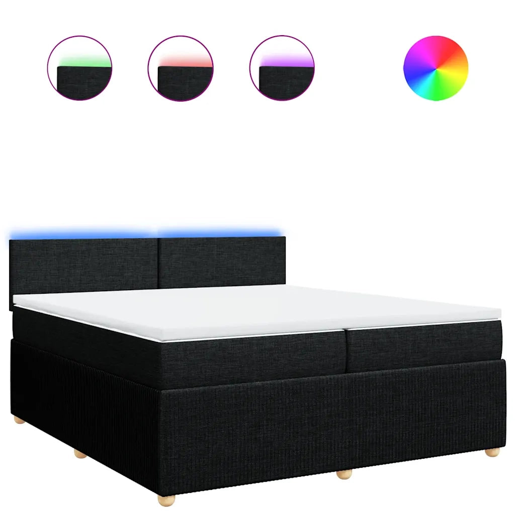 Giroletto a Molle con Materasso Nero 200x200 cm in Tessuto