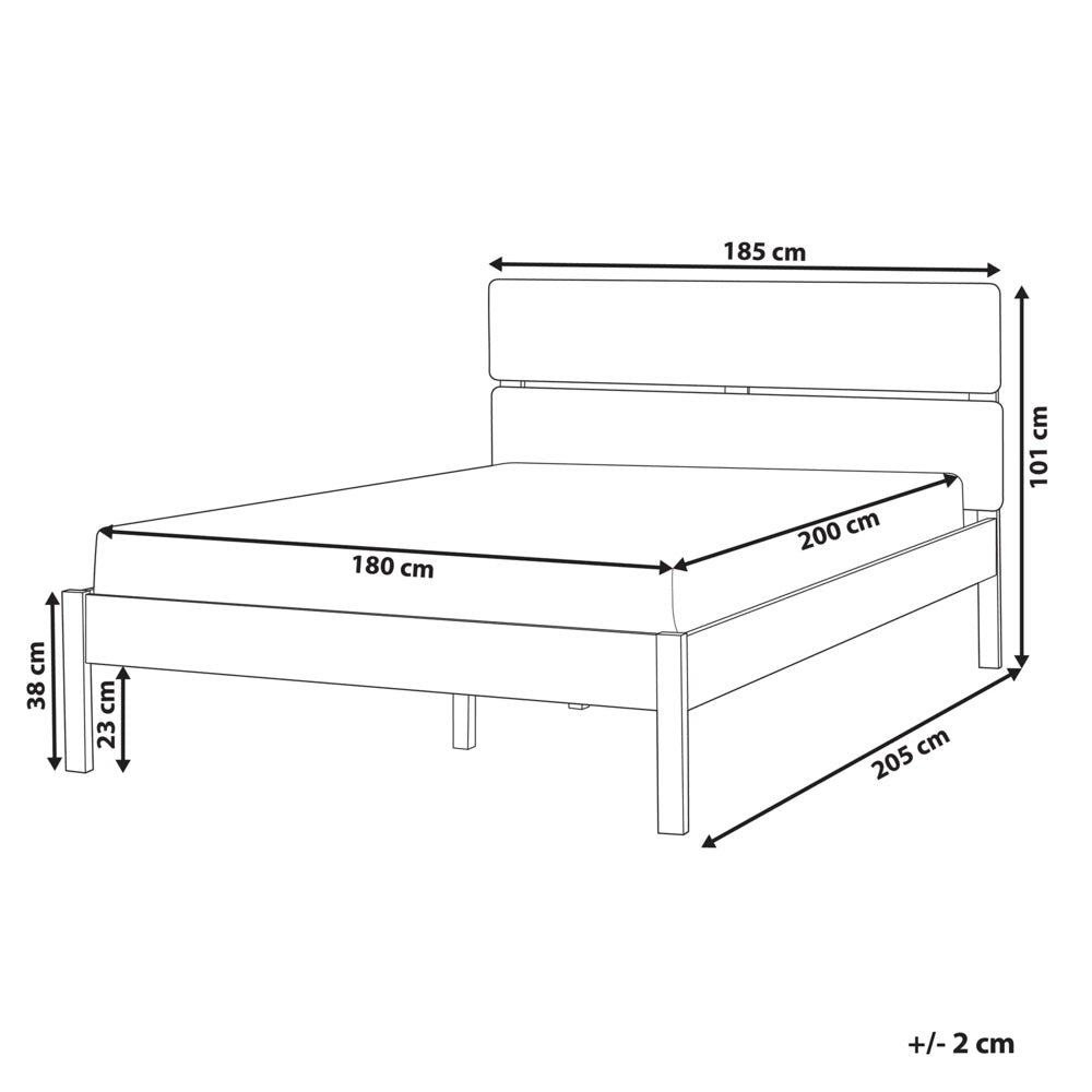 Letto in marrone scuro UE matrimoniale 180 x 200 cm con testiera a doghe Stile rustico minimalista con LED