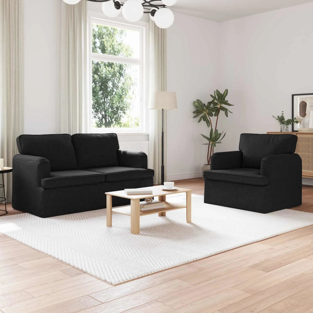Set di divani 2 pcs Nero 144 x 80 x 85 cm Tessuto 3407518