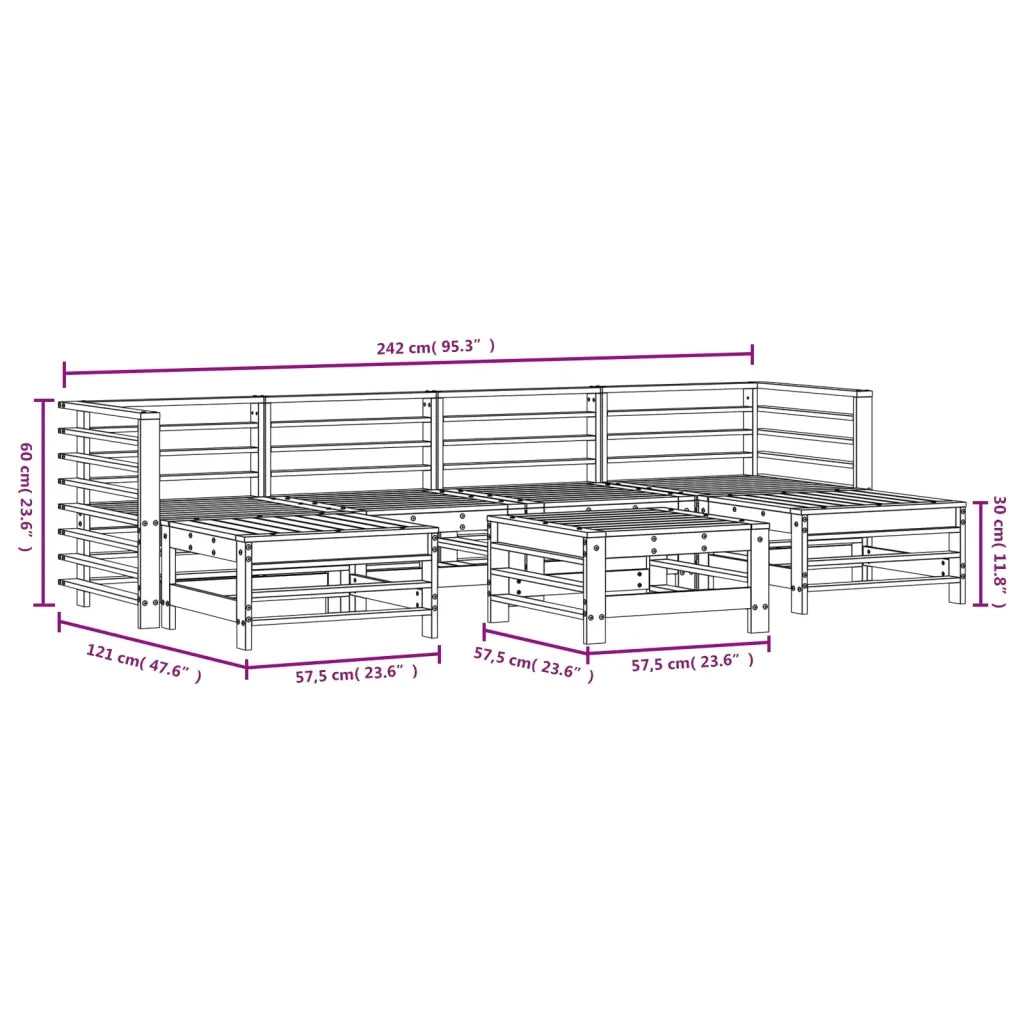 Set Salotto da Giardino 7 pz in Legno Impregnato di Pino 3186402